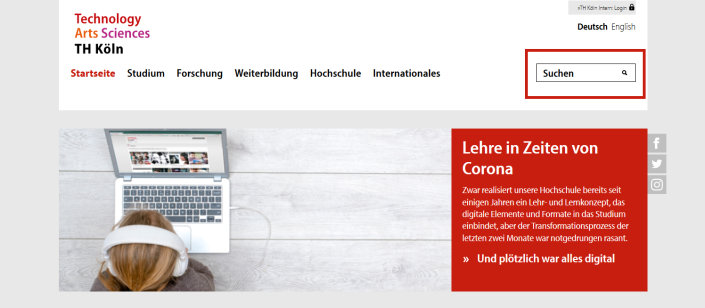 Suchfeld im Header Suchfeld im Header
